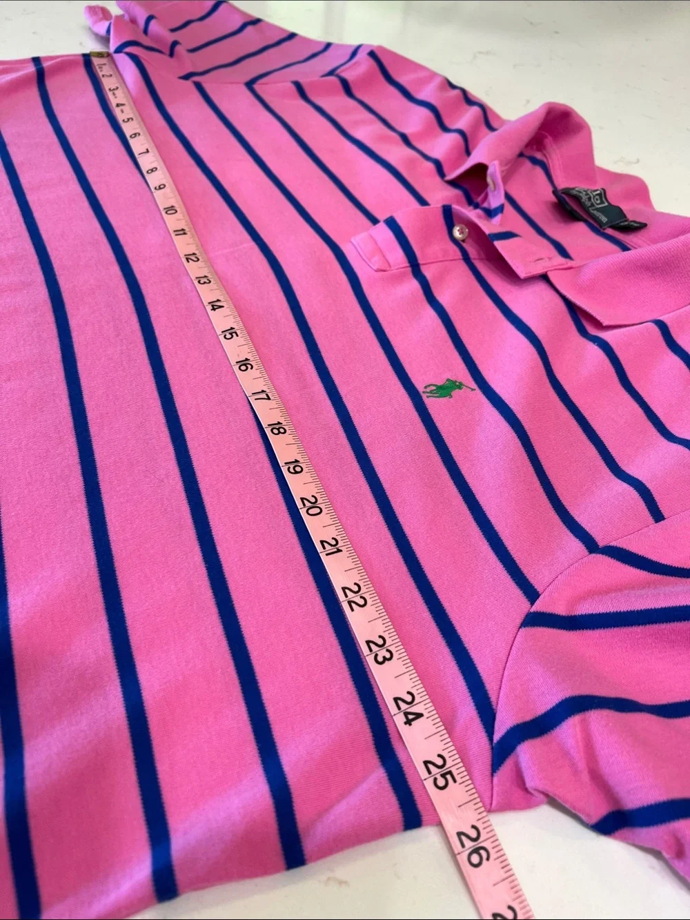 Polo by Ralph Lauren Pink Blue Striped Cotton Polo Shirt XL